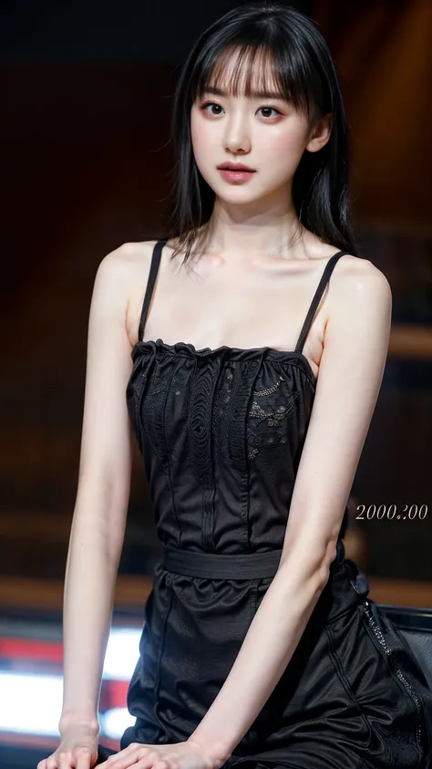 masterpiece, UHD, high quality, textured skin, high details, 16k, Beautiful Woman,1 person, 20 years old,  full body portrait in front of ,fashion photo、 standing pose (From head to thighs):2.0,  sexy thighs:2.0, medium breasts,  short bob, , lace high cut...