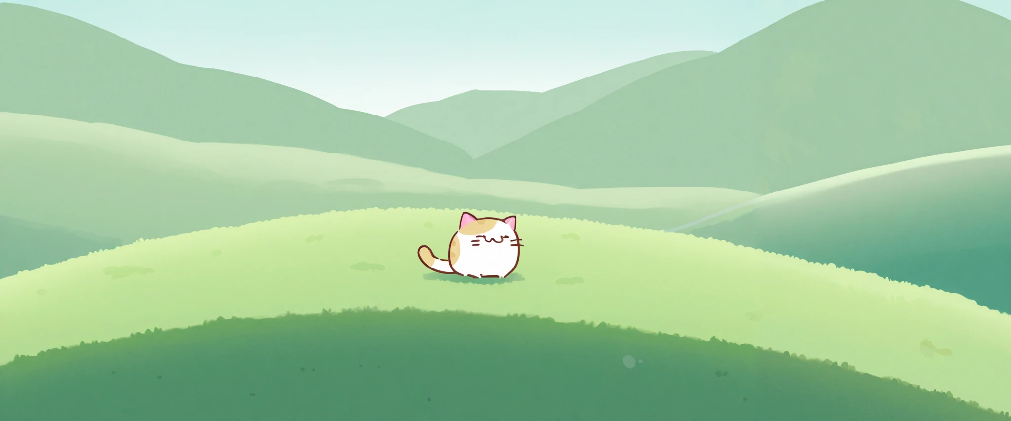 Mochimochi cat、 cute cat , landscape