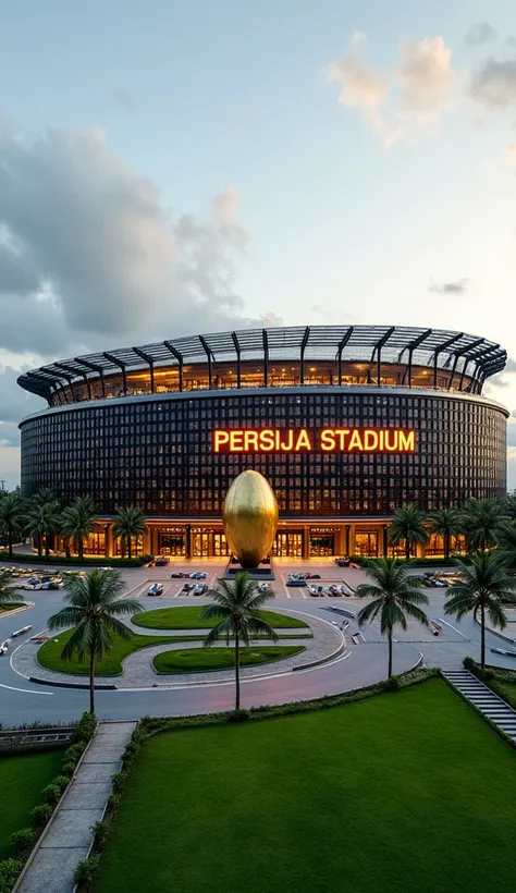  terraced stadium The magnificent football stadium in the unique rectangle COLORED batik motif and black orange, white, batik motif looks elegant and covered with glass roof ,stadium terlihat tinggi  dan banyak pintu masuk stadion on each wall along with t...