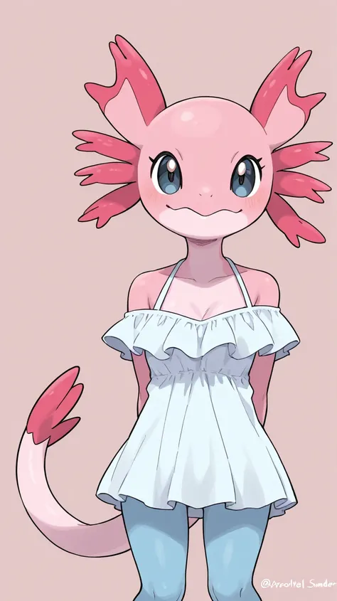 Female furry teenager Axolotl samander pokemon style 