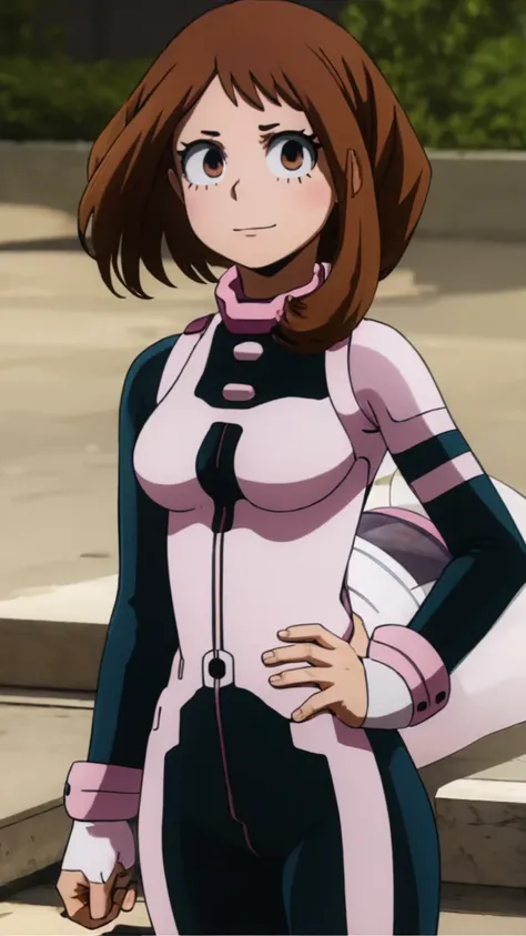 ochakouraraka, ochako uraraka, (uraraka ochako:1.5), (brown eyes:1.5), brown hair, short hair, blush, blush stickers, smile,
BREAK (bodysuit:1.5), skin tight, superhero,
BREAK outdoors, city,
BREAK looking at viewer, standing, idle, hand on hip
BREAK (mast...