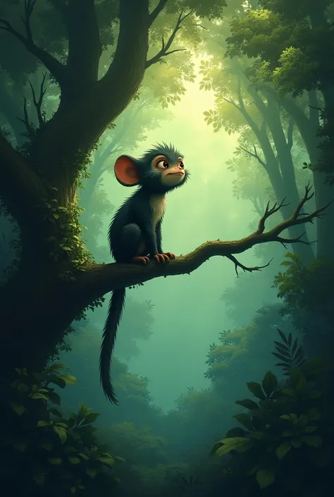 The jungle was vast and scary. The branches of the trees rustled, and strange noises filled the air. Coco started missing his home, but he didn’t remember the way back. Frightened, he perched on a tree branch and began to cry.