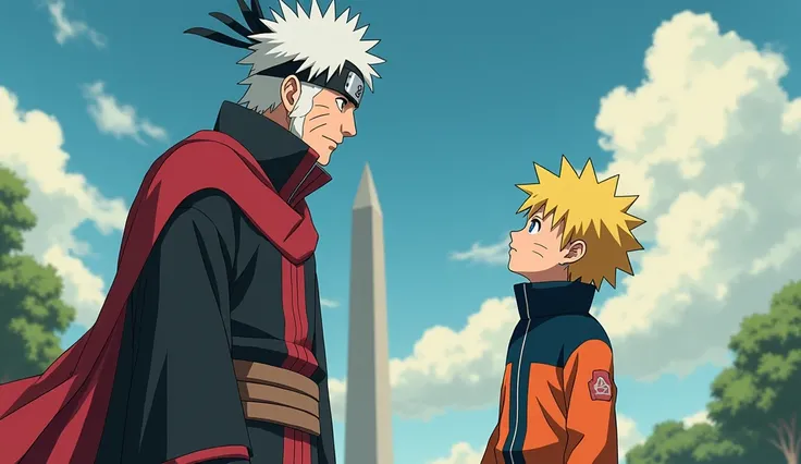 give  naruto with his father minato, naruto assuming minato as his hero and being proud of him