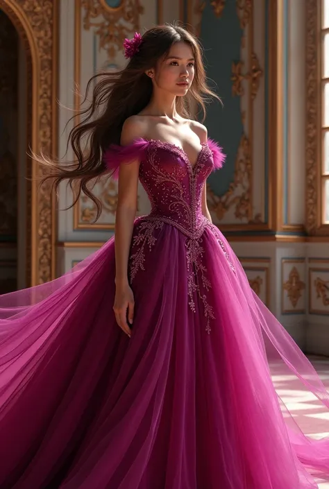 A princess in a magenta gown