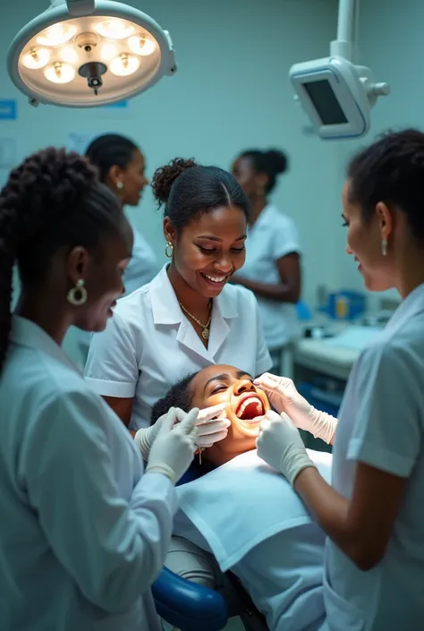 African women with a tooth decay and cavities at the dentist 