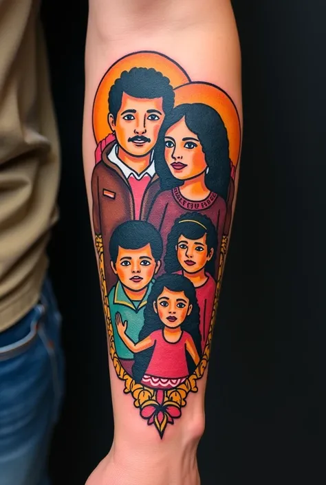 Familia Chicano style tattoo on the forearm 