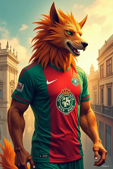 Symbolic animal wearing sporting lisabon jersey 