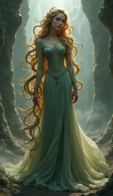 Rull Body Ranpunzel from Disney transformed in a Medusa with an Environment Setup that enhances the character´s presence 