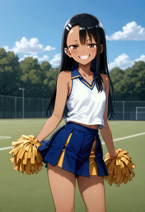 Hayase nagatoro,cheerleader uniform,school,campfield,smug,smug smile,looking at viewer,outdoor,