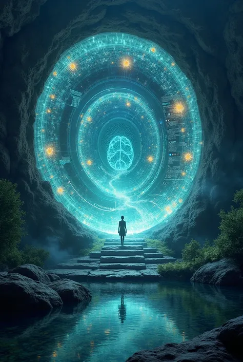 Portal Design:**
   - A glowing, circular portal with a swirling vortex of light at its center.
   - Colors: Shades of blue, green, and purple to represent health, vitality, and mystery.
   - The edges of the portal are adorned with intricate, glowing patt...