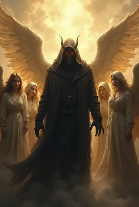 A hooded demon hidden among angels