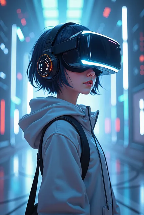 anime character facing front wearing VR set