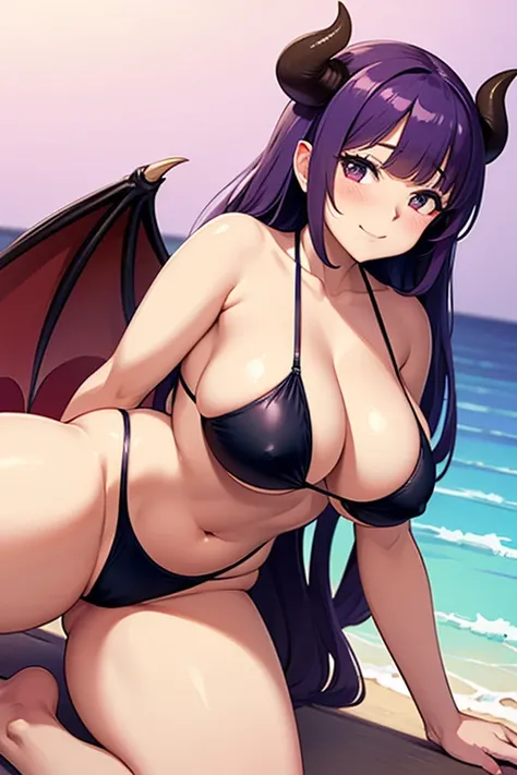 Purple hair,Big Breasts,woman,Menhera,Erotic, cute, lori, high leg, swimsuit, chubby , succubus