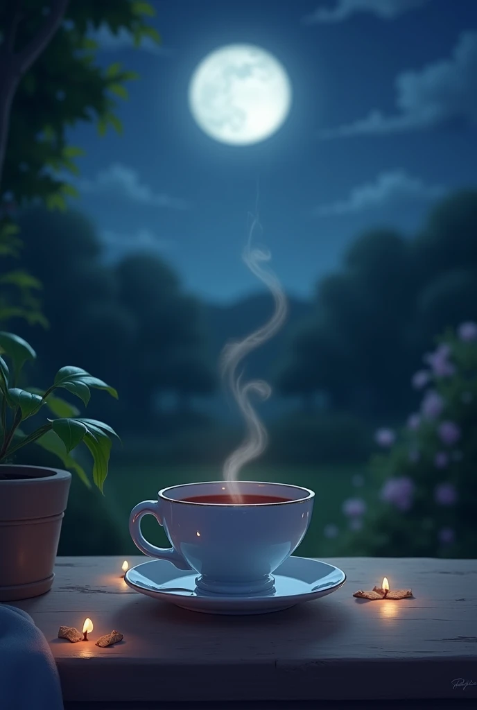 Tea  under the moon
