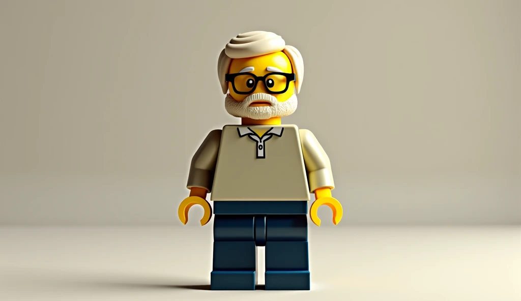 Lego white man with a dark blonde beard and short, almost bald hair, fat guy with glasses