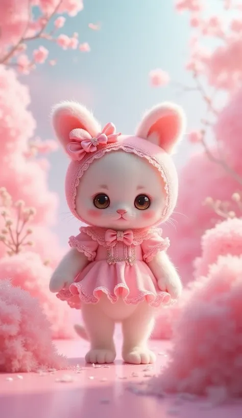  My Melody costume  ,   A cute kitten walks on two legs like a human and stands up,  fantasy ,Pink Cloud,  glitter