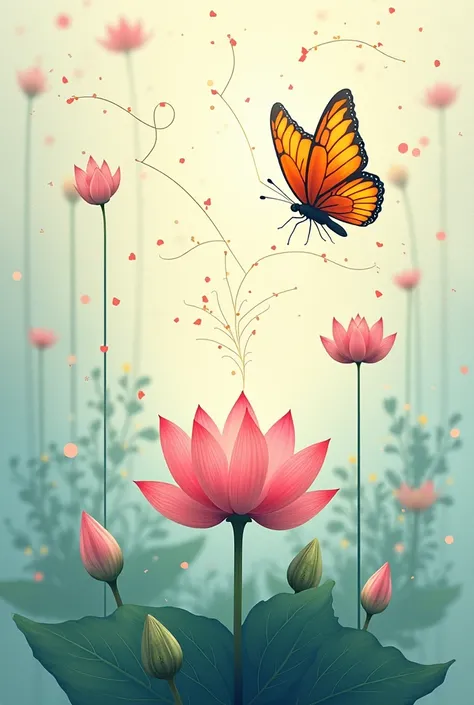 A mind map with butterfly and lotus flower 