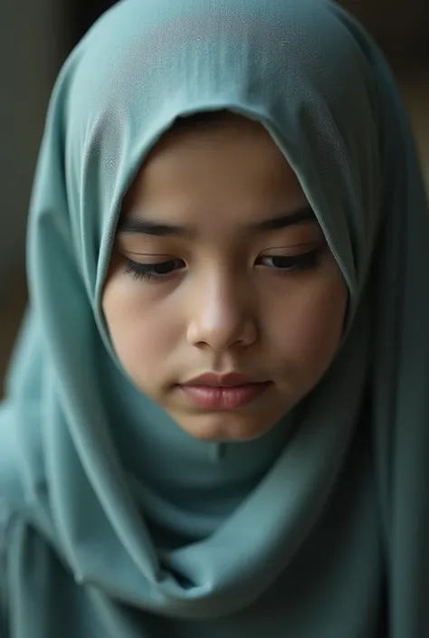 Girl in hijab photographed from above 