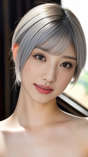  Woman 1,     high image quality  ,  Masterpiece,    TOP QUALITY ,    short hair,    medium boobs,   On a Chinese dress，   Silver Hair，     Mole Under Eye ，Nose tape is fine