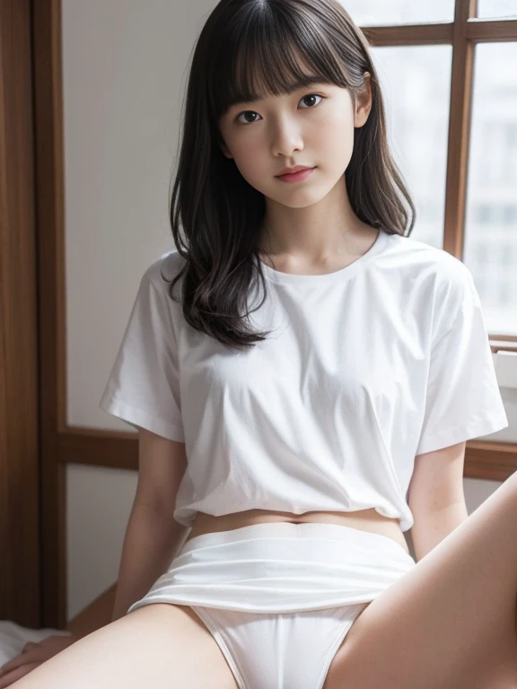   high image quality 、  high image quality 、In 8K、  RAW Photo 、  TOP QUALITY、 Masterpiece、 (  slender body:1.2),    wave hair、 alone、   anatomically accurate 、  Japanese High School Student Uniform 、 Japanese High School Girl Uniform、、(( wear white panties...