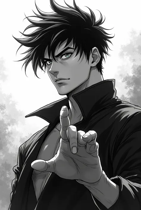 Please draw me a black and white manga male character 