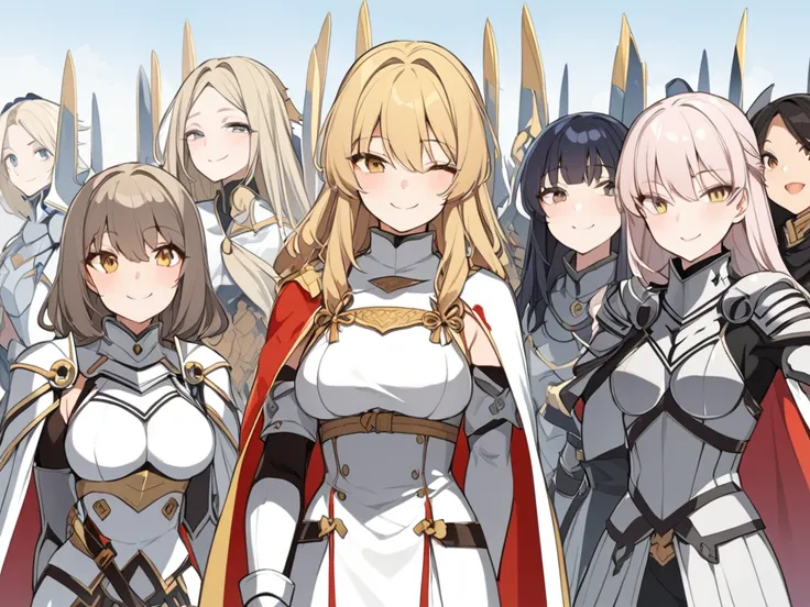  girl、Women５people、smile、female knight、female knight団、