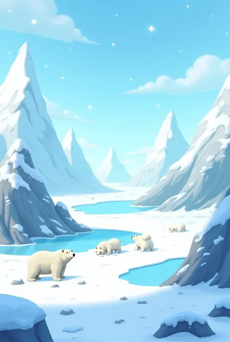 Arctic cartoon background as in the picture 