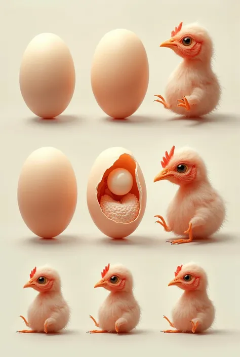 Create an image of the embryonic development of the hen 