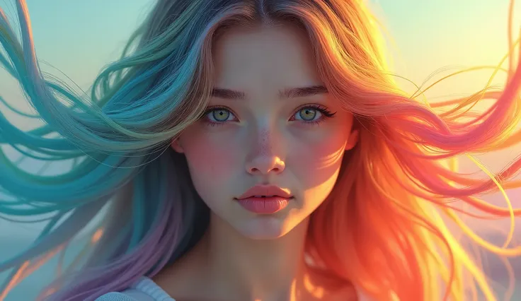 Girl with rainbow hair