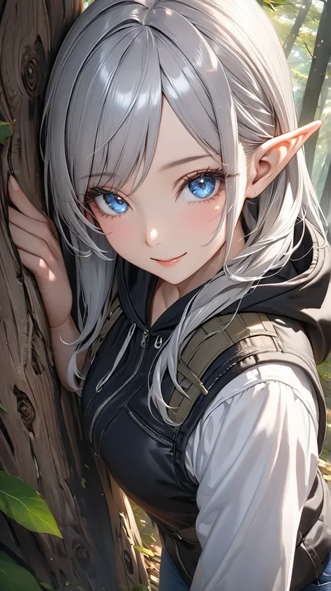 (masterpiece:1.15),best quality,best aestethic,(high resolusion:1.2),(ultra detailed 8k art:1.05), ultra-detailed face, beautiful detailed eyes,detailed hair texture,shiny skin,realistic glistening skin,perfect hand,detailed cloth texture,
break
1girl,(elf...