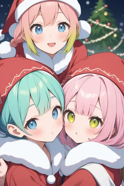  Santa Claus　Whisper　 cute　snow　Blue Hair　Pink hair　 green hair　Yellow Hair