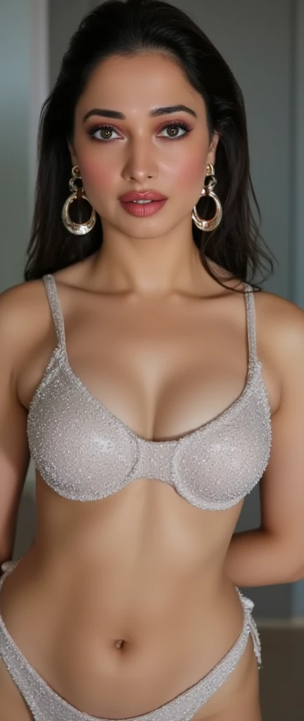 Front view, comimg out shower, wet body#, wet hair,Beautiful woman,((showing navel and cleavage)), she resembles a sexy bhabhi, sexy, she is wearing a indian item song dress,wet body, selfie point of view, (close up body bust shot), , middlr class bhabhi, ...