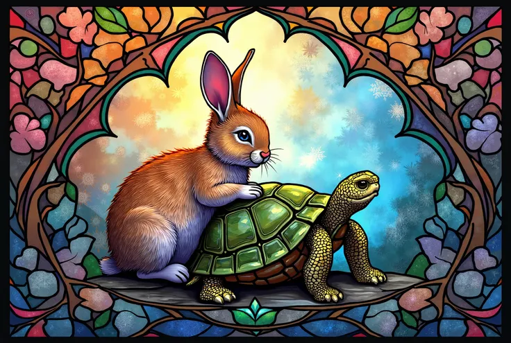  stained glass 　Rabbit　turtle