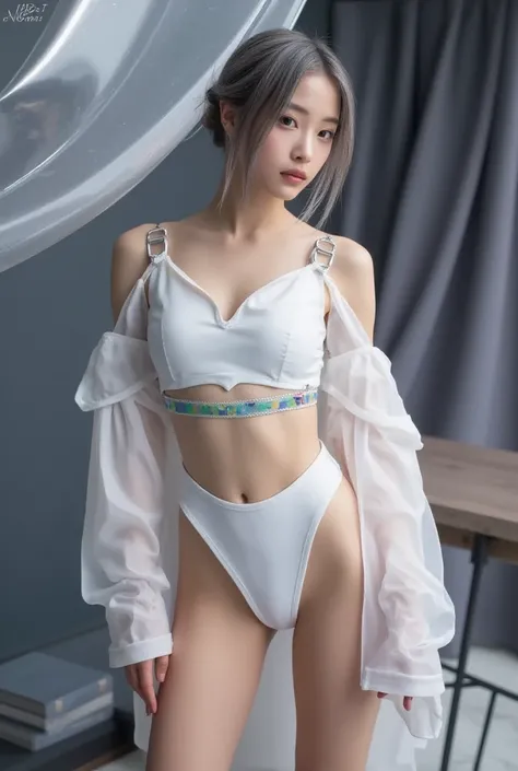 (nsfw:1.4), ( Masterpiece,  highest quality, 18k,  very detailed,  by Nomi,  beautiful:1.3),  by Nomi Girl, Depict a sophisticated Japanese  beautiful dance model,, 20 years old, ///  she looks like an urban area with a big smile  // }  Light Salmon Pink M...