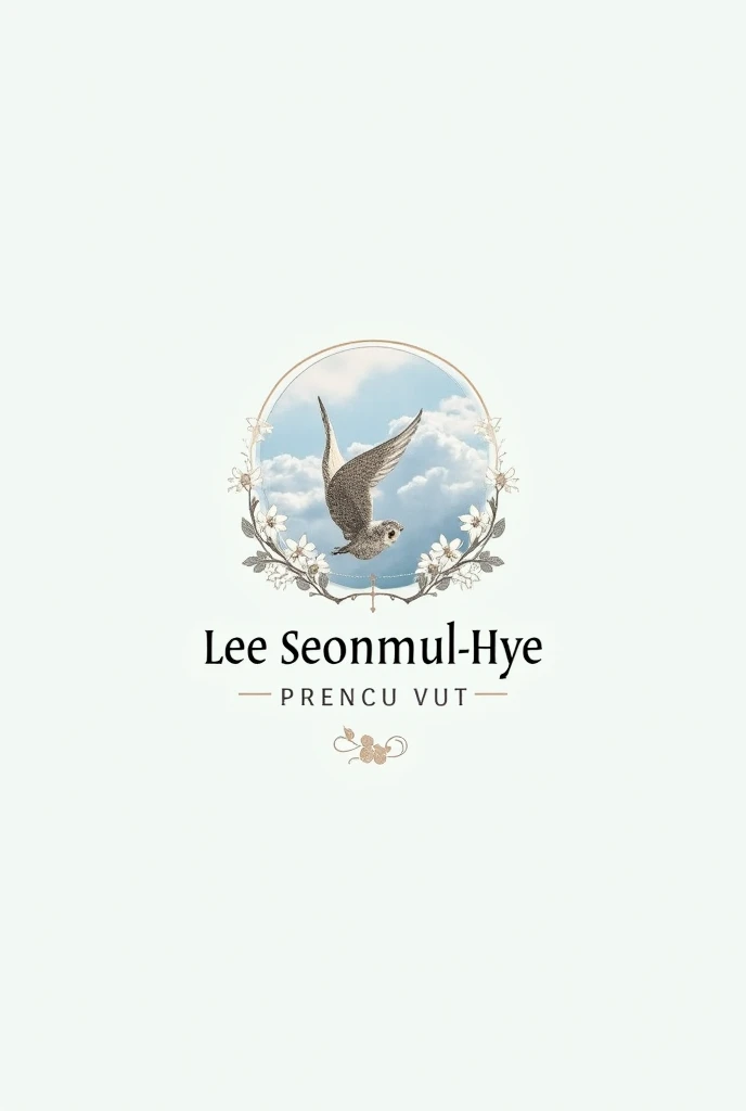 ⛅🩵🎁  Créame un logo personal con el nombre (  means gift and thank you  ) and the last name  (  means sky  ) Lee Seonmul-hye and my animal the owl  🦉