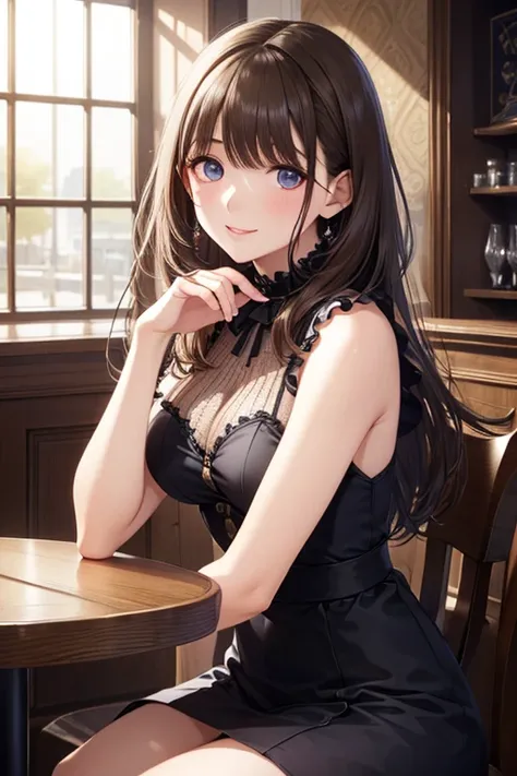 anegasaki nene, shiny chestnut hair, (brown pretty eyes, sparkling eyes, fine eyes), smiling face, super detailed eyes, highly detailed face, highly detailed eyes, (masterpiece:1.2, best quality), 1 girl, cowboy shot,, 


cowboy shot,


  Masterpiece,  hig...