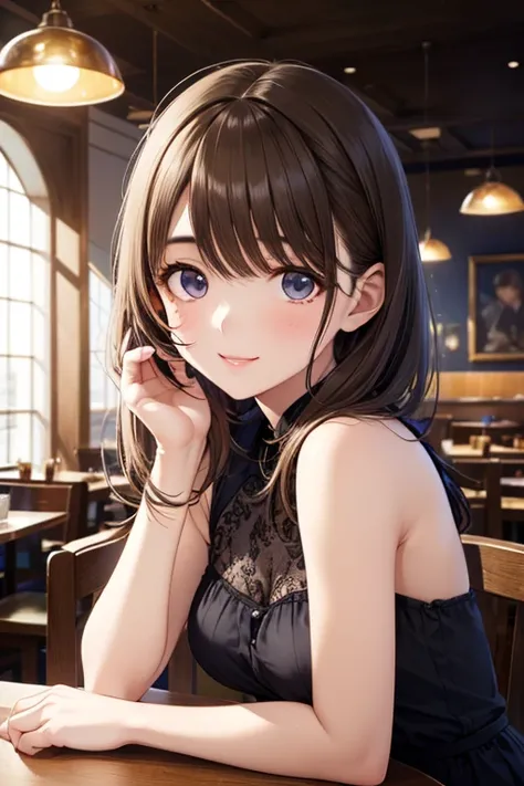 anegasaki nene, shiny chestnut hair, (brown pretty eyes, sparkling eyes, fine eyes), smiling face, super detailed eyes, highly detailed face, highly detailed eyes, (masterpiece:1.2, best quality), 1 girl, cowboy shot,, 


cowboy shot,


  Masterpiece,  hig...