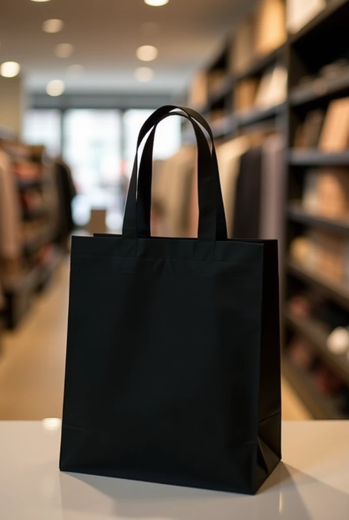 black color blank shopping bag in a shop