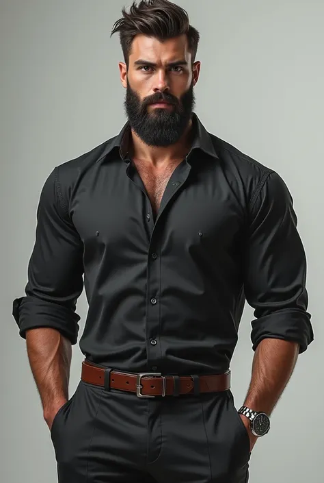 Handsome Man with gorgeus beard muscle body and stylish fashion