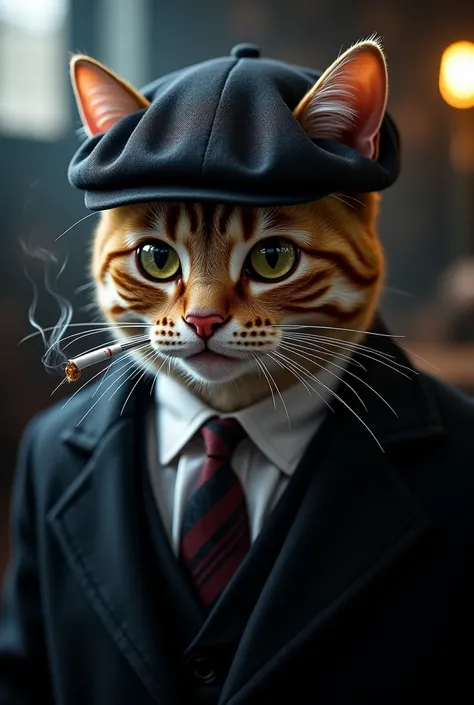 Cat smoke peaky blinder hat and style like thomas shelby