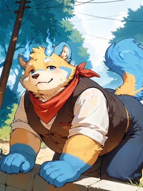 ((1man)), botailang, anthro, male, solo, cute, outside, ((detailed background, nice angle)), masterpiece, best quality,amazing quality,very aesthetic,high resolution,ultra-detailed,absurdres,newest,scenery,depth of field,scenery,volumetric lighting,score_...
