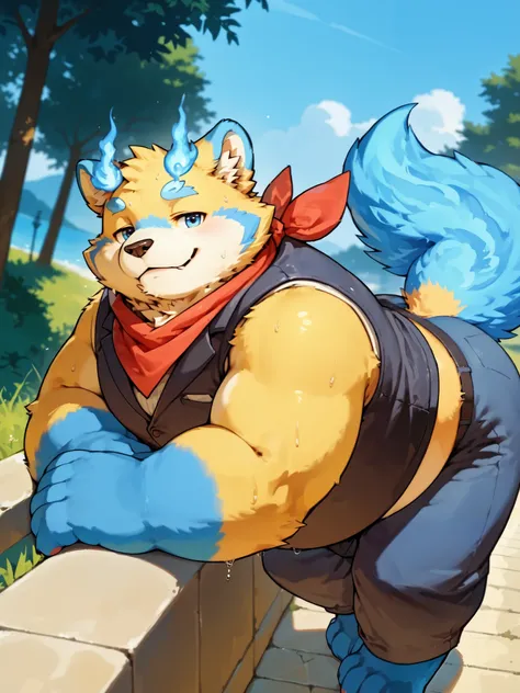 ((1man)), botailang, anthro, male, solo, cute, outside, ((detailed background, nice angle)), masterpiece, best quality,amazing quality,very aesthetic,high resolution,ultra-detailed,absurdres,newest,scenery,depth of field,scenery,volumetric lighting,score_...