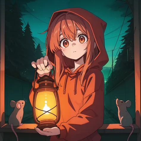 masterpiece, best quality, amazing quality, very aesthetic, high resolution, ultra-detailed, absurdres, newest, Anime screencap, highly detailed, high quality, hyper-Detailed, mistico_IL. BREAK. 1girl, hood, solo, hood up, holding, lantern, upper body, mol...