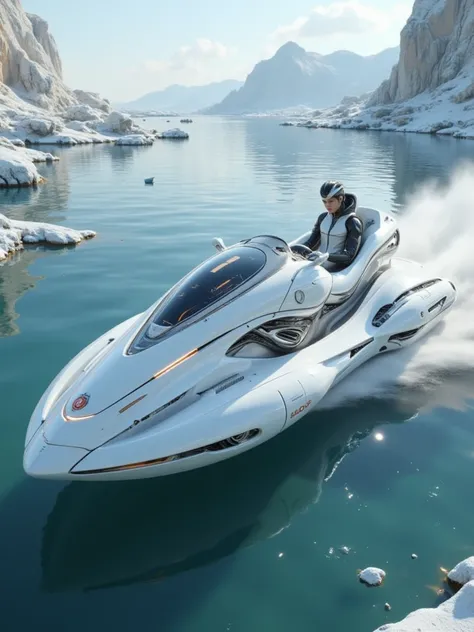 Sci-Fi Jet Ski，Seats visible for one，Sophisticated and delicate
