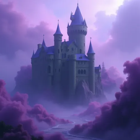 Green castle with purple mist 