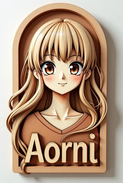 I wanna 3D wooden picture of anime girl and bottom of the frame please Add text  Aorni