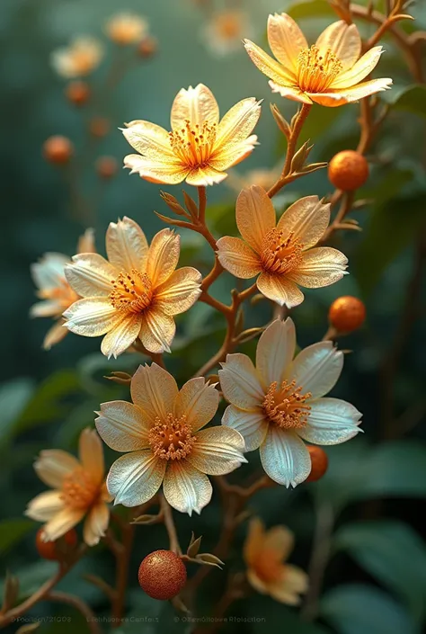 gold and silver flowers together making vines