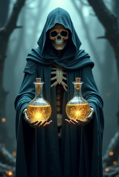 Make a mysterious skeleton offering 2 magic potions 