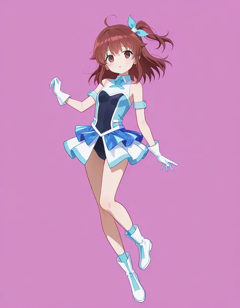 1girl, looking at viewer, simple background, full body, floating, gloves, leotard, skirt,  (idol wars z),
