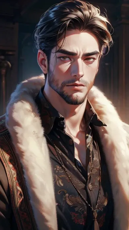 (       ,4K,8k,      highres,      masterpiece :1.2),      ultra-detailed    ,(realistic,photorealistic,photo-realistic:1.37),36-year-old man,3 day beard,Beautiful anime,Portraits,strong,Masculine,       with black hair  ,sharp jaw,           mesmerizing e...